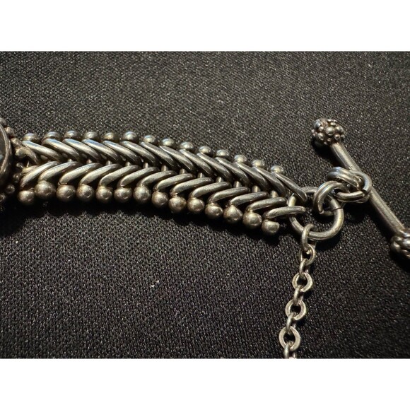 Vintage Stephen Dweck Carved Crystal -Amethyst-Peridot Sterling Silver Bracelet - Picture 5 of 5